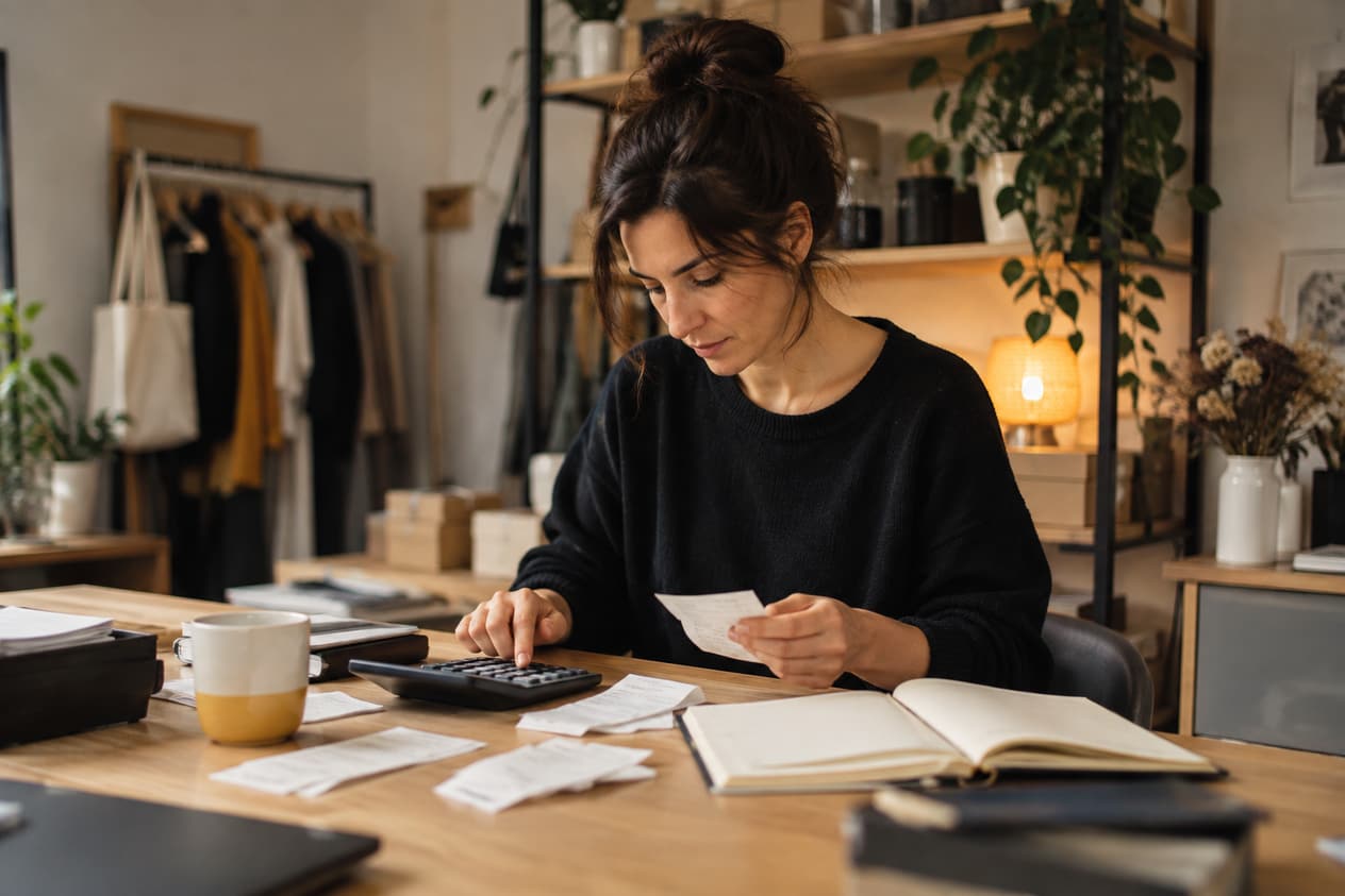 Calculatrice et documents dans un arrière-bureau
