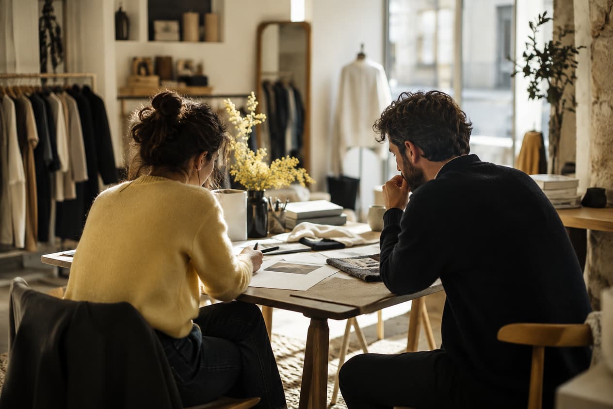 Discussion autour d’une table dans un commerce
