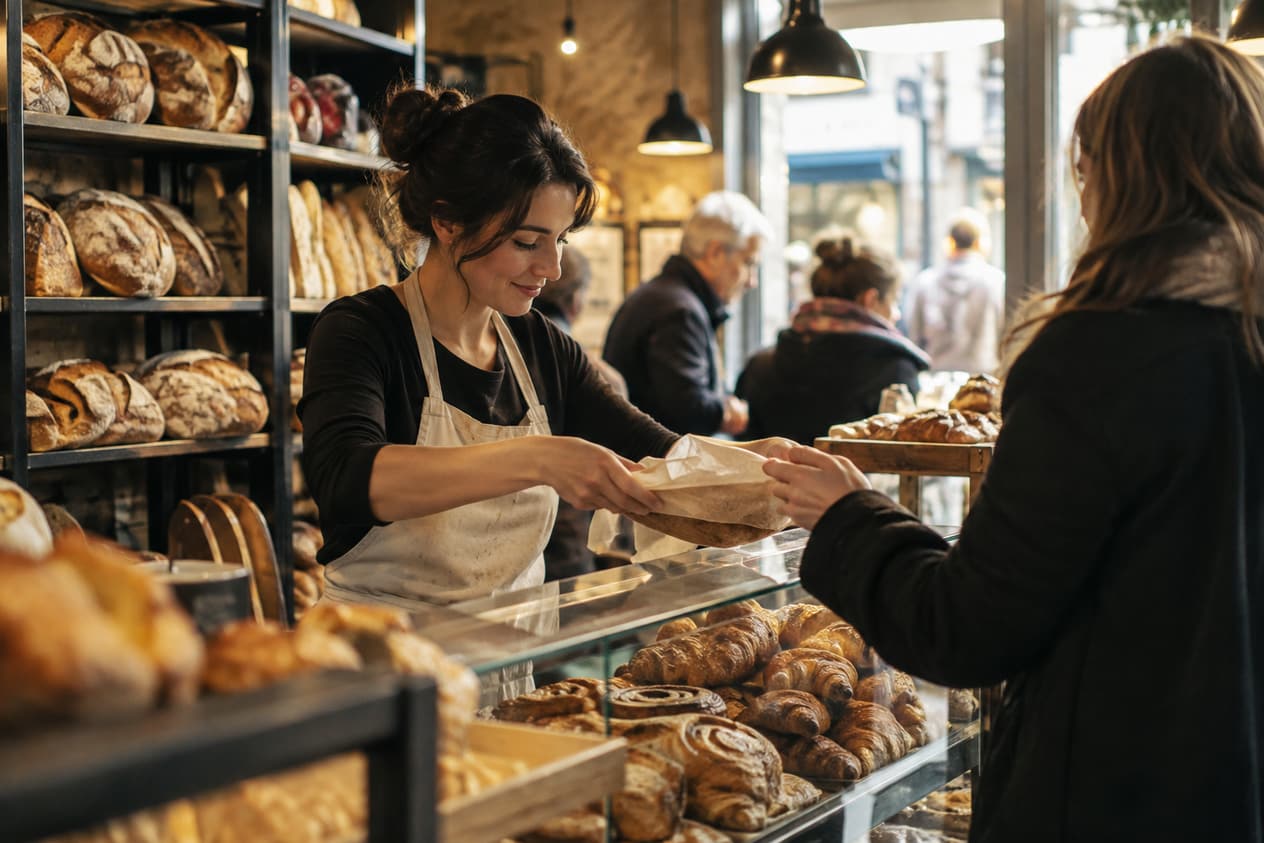 Clients habitués au comptoir d’un commerce de quartier