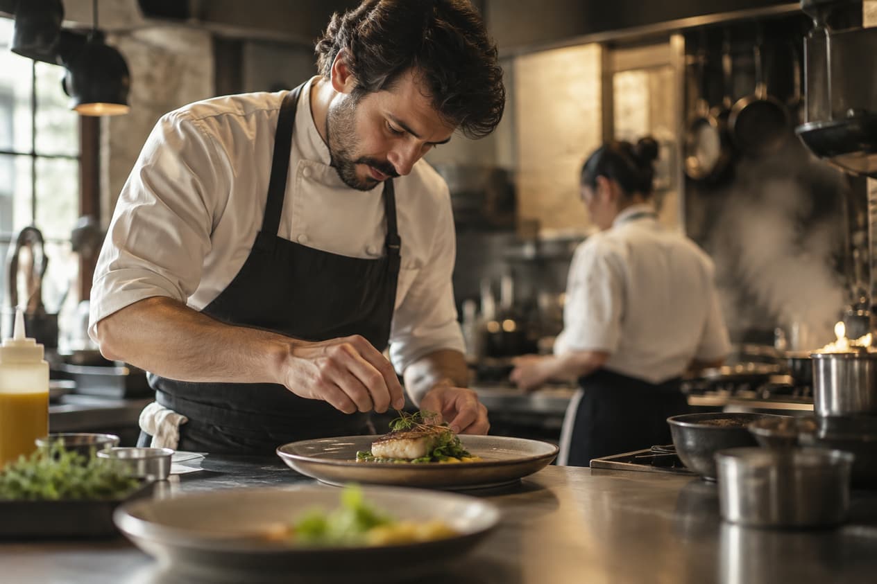 Dressage d’une assiette en cuisine