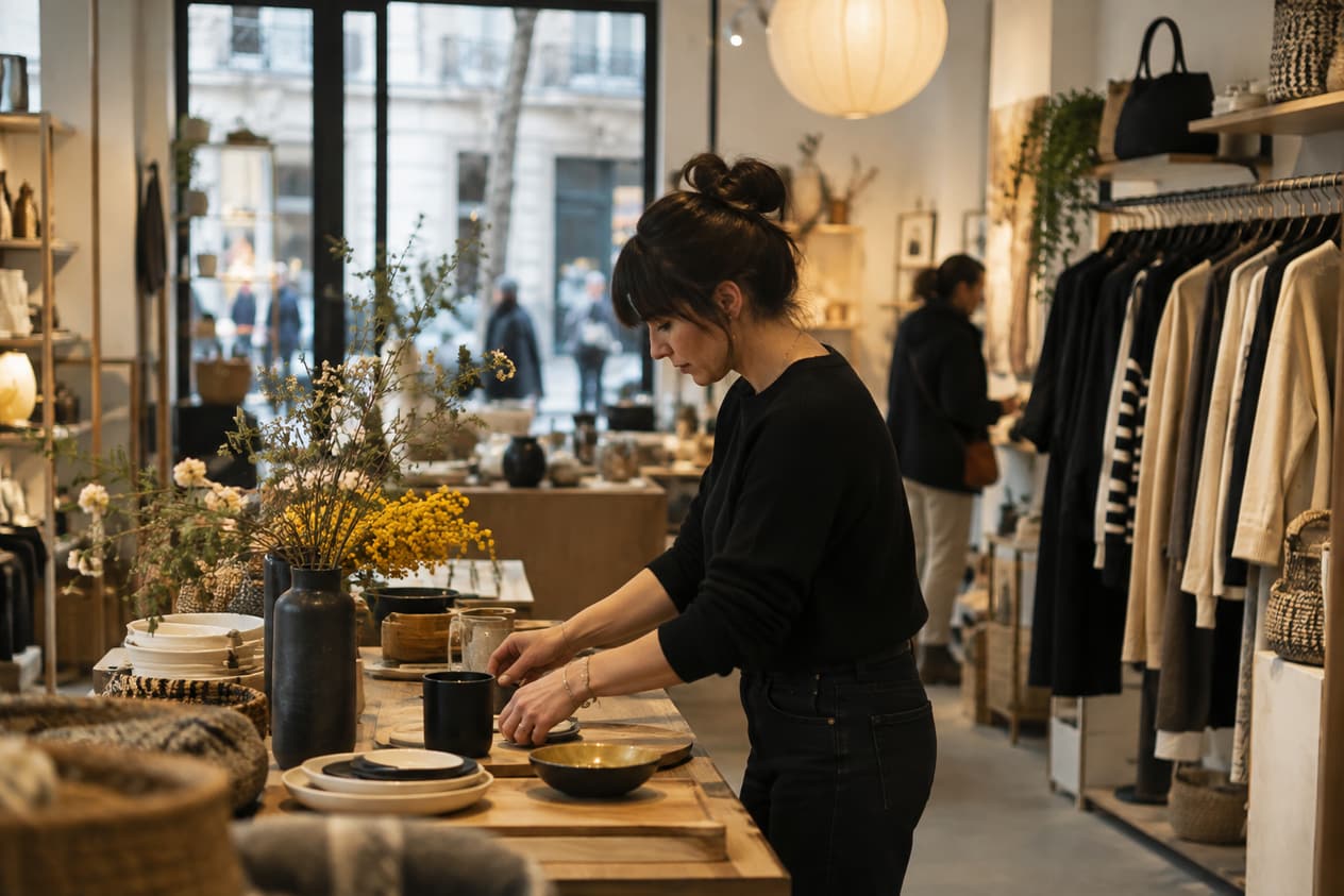 Intérieur d’un concept store en lumière naturelle