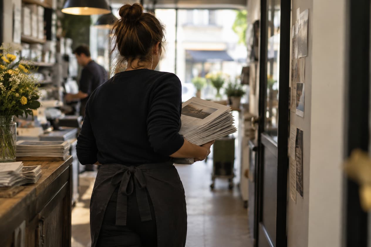 Journal régional plié sur une table de café