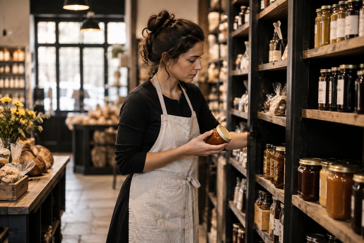 Intérieur calme d’une épicerie l’après-midi