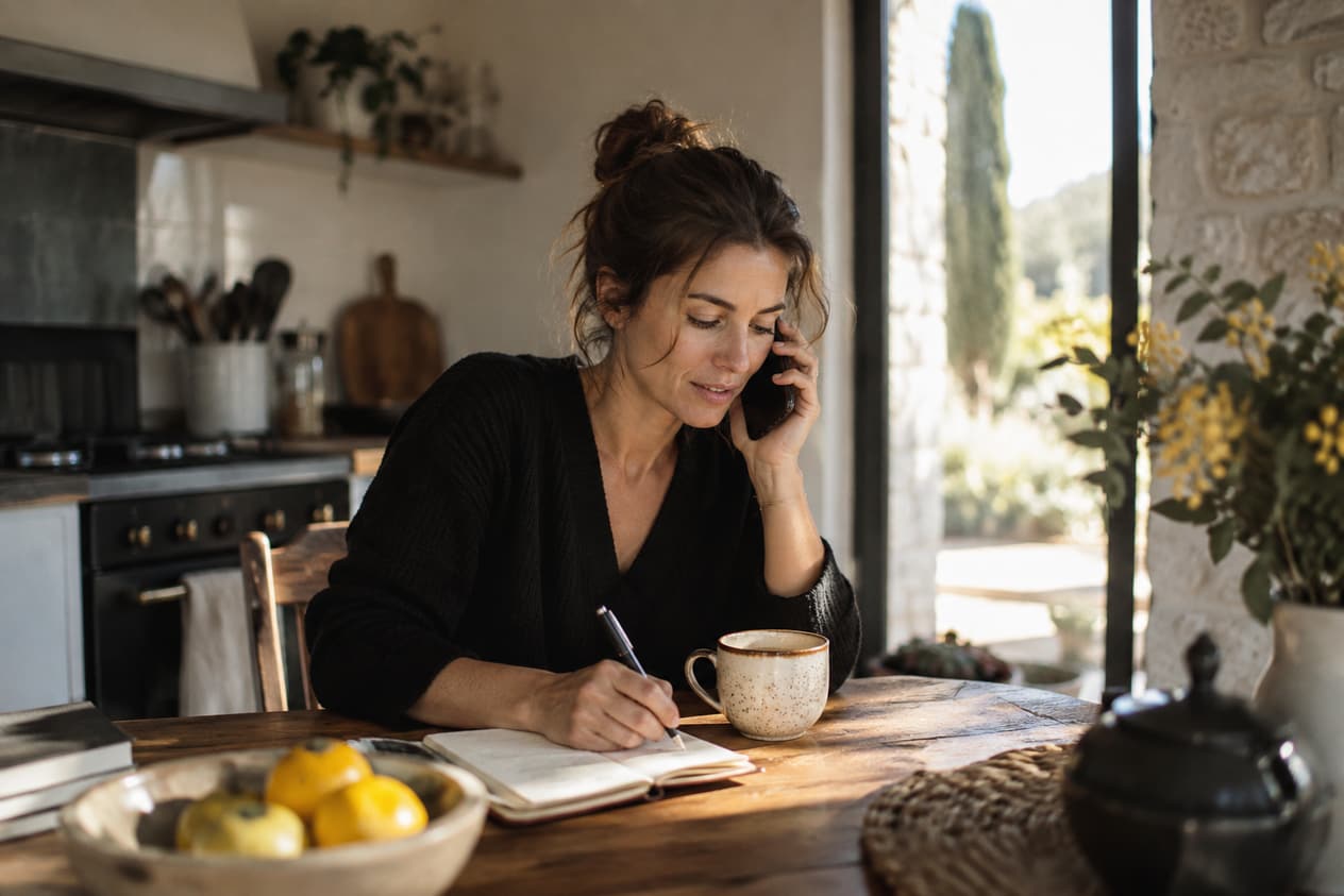 Réponse aux messages à la table d’une maison d’hôtes
