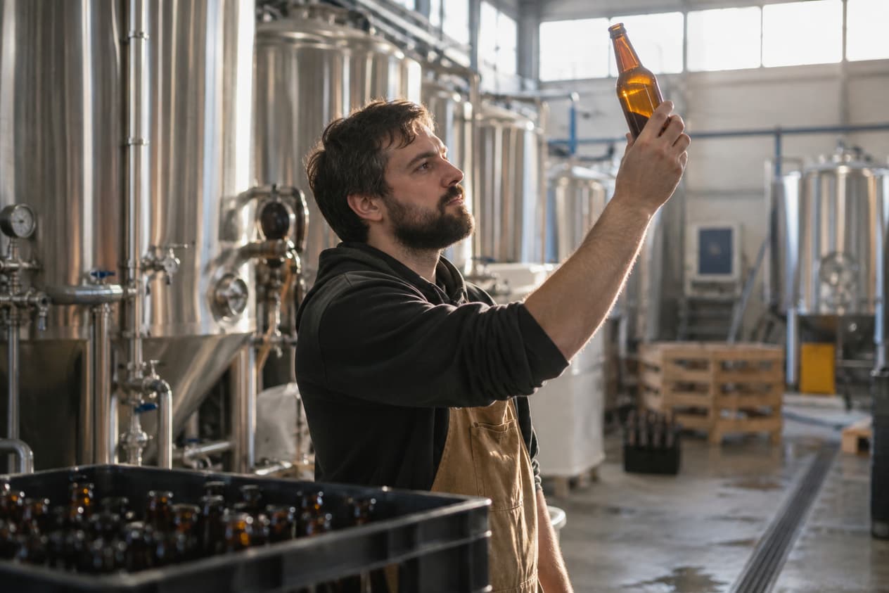 Brasserie artisanale lilloise, cuves et caisses de bouteilles