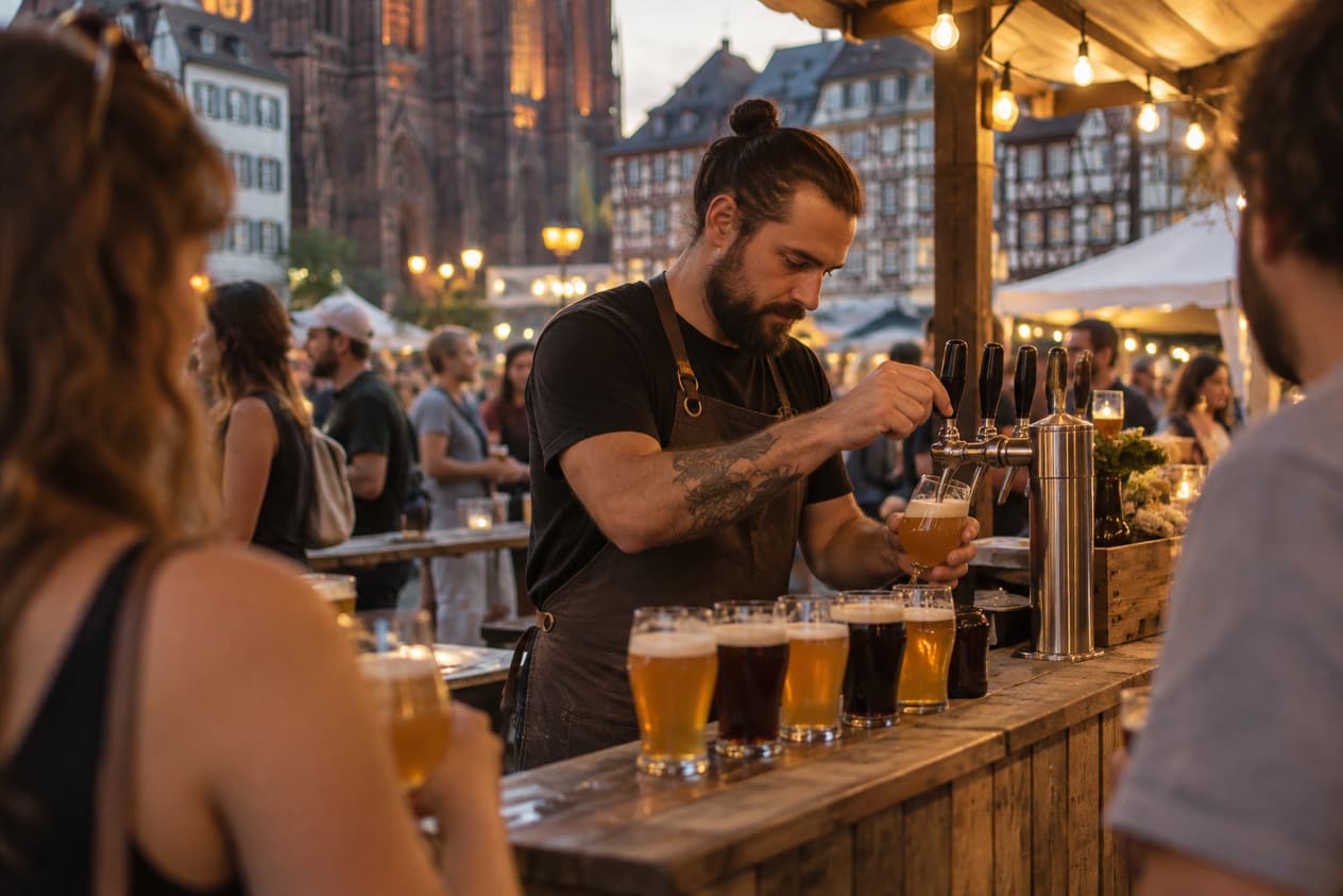 Stand d’une brasserie sur un festival brassicole strasbourgeois