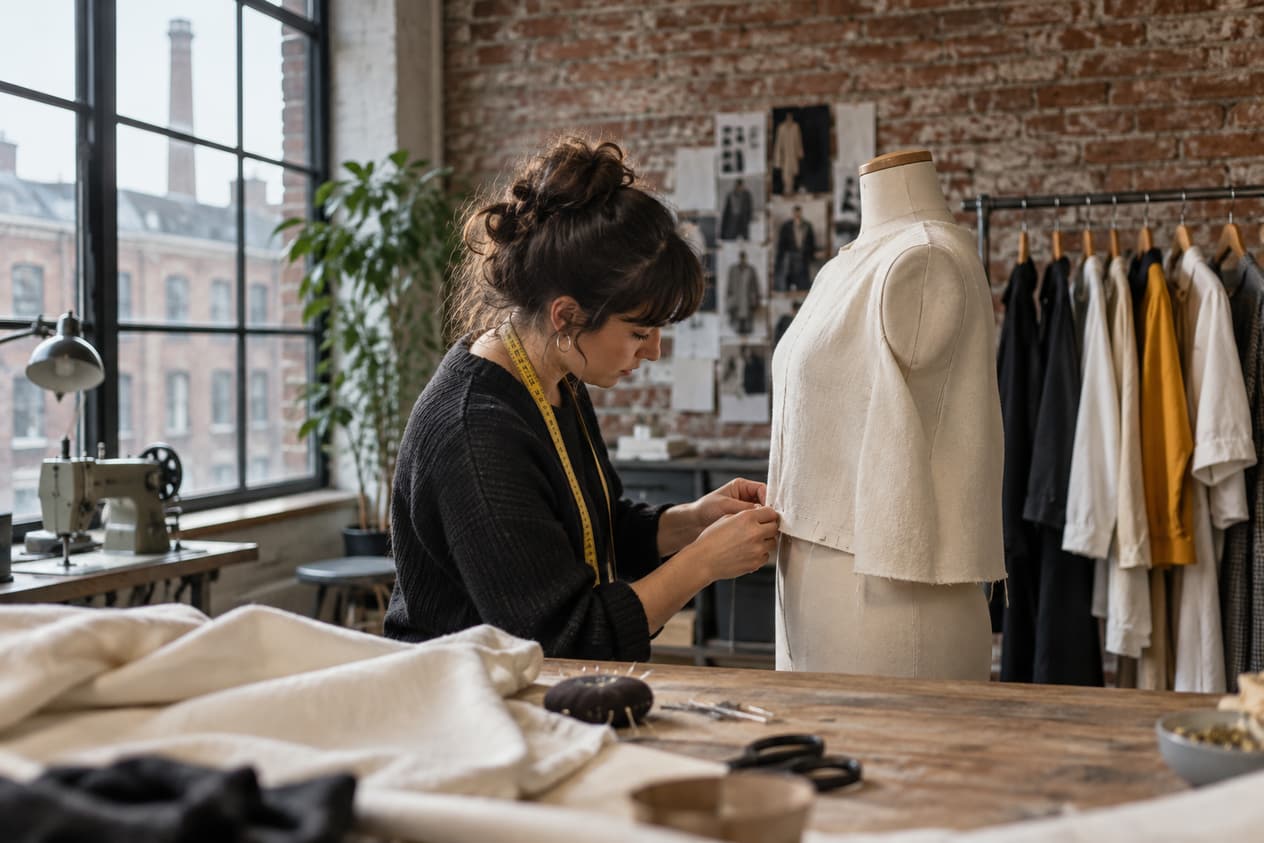 Atelier de confection roubaisien, portant de pièces et mannequin
