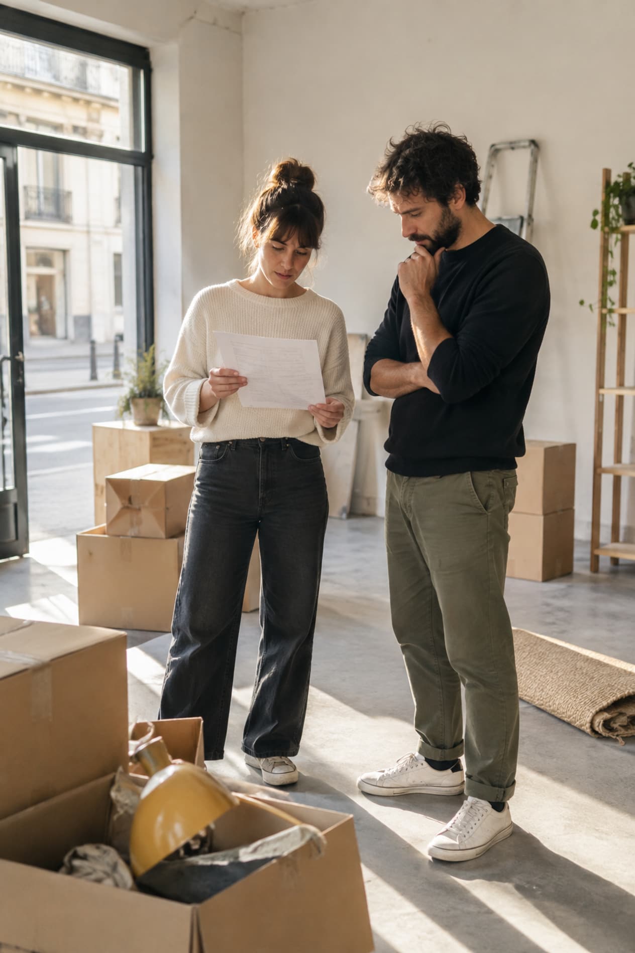Un couple dans sa boutique vide la veille de l’ouverture